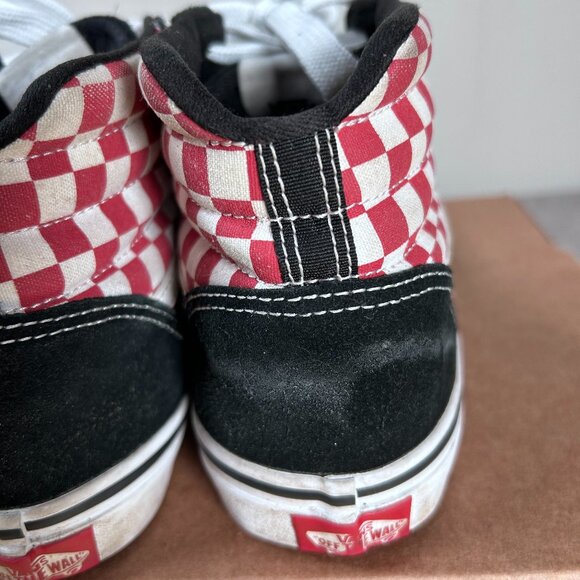 VANS SK8 Hi Shoes Kids Youth 5 Red White Checkered and Black Suede - Picture 6 of 16